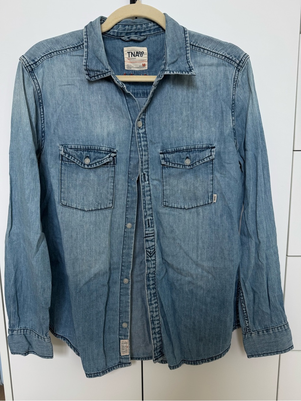TNA Light Blue Denim Shirt - Boyfriend Fit